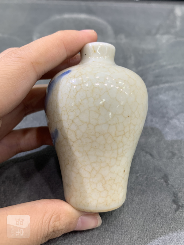 清晚期哥釉青花和合二仙纹鼻烟壶 - 图4